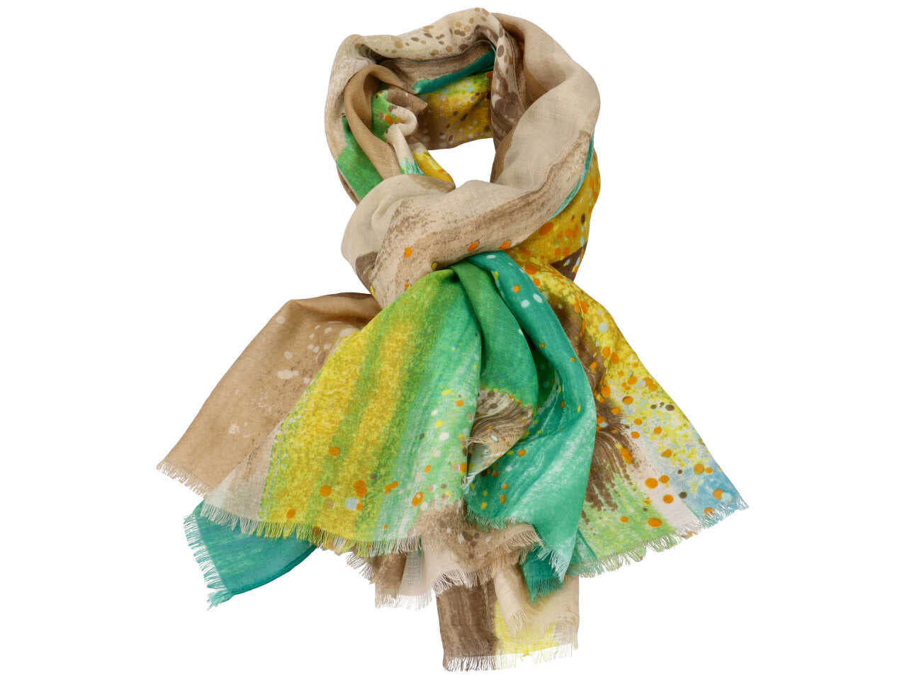 Stola multicolor beige 90x190cm 100% viscosa