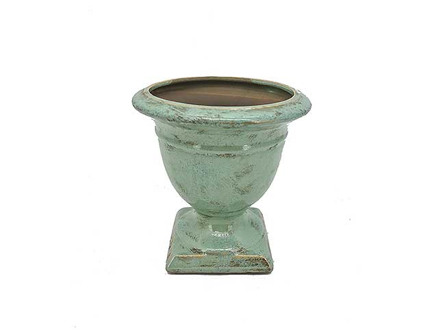 Vaso c/base verde acqua d19,5xh20 59017