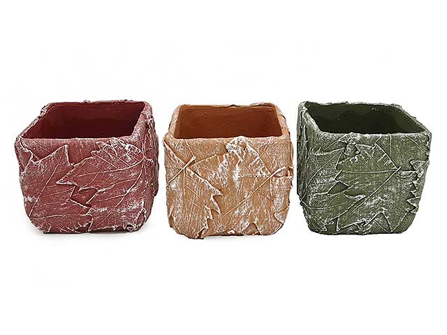 L.foglie cache pot 17xh.15cm 38487