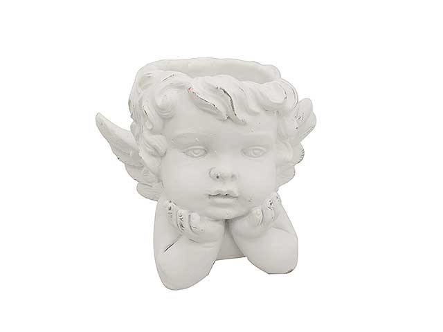 Cache pot angelo c/viso tra le mani 17,5cm55710w