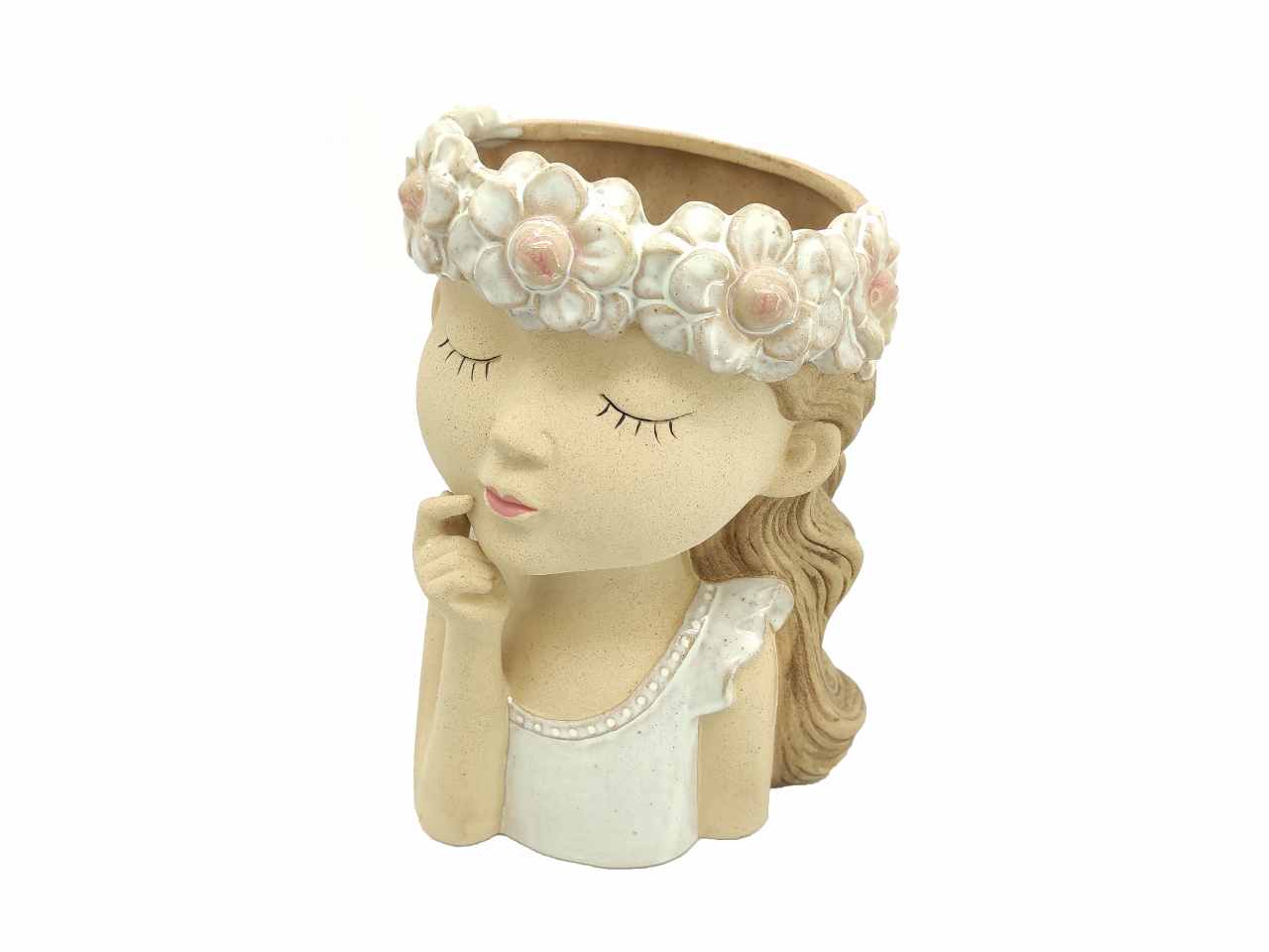 Vaso bambina c/corona fiori h25,5cm53064