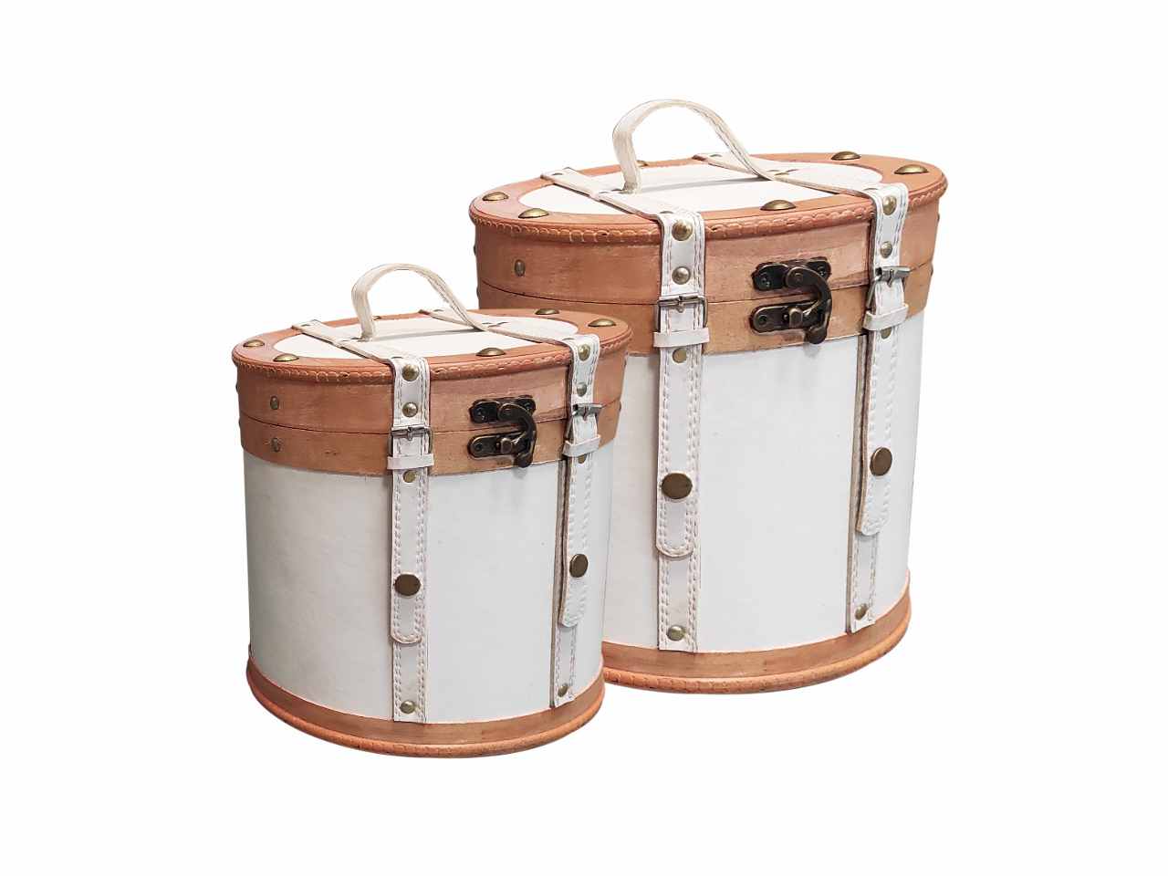 Cappelliera 2pz legno/pelle bianca d0417.26n