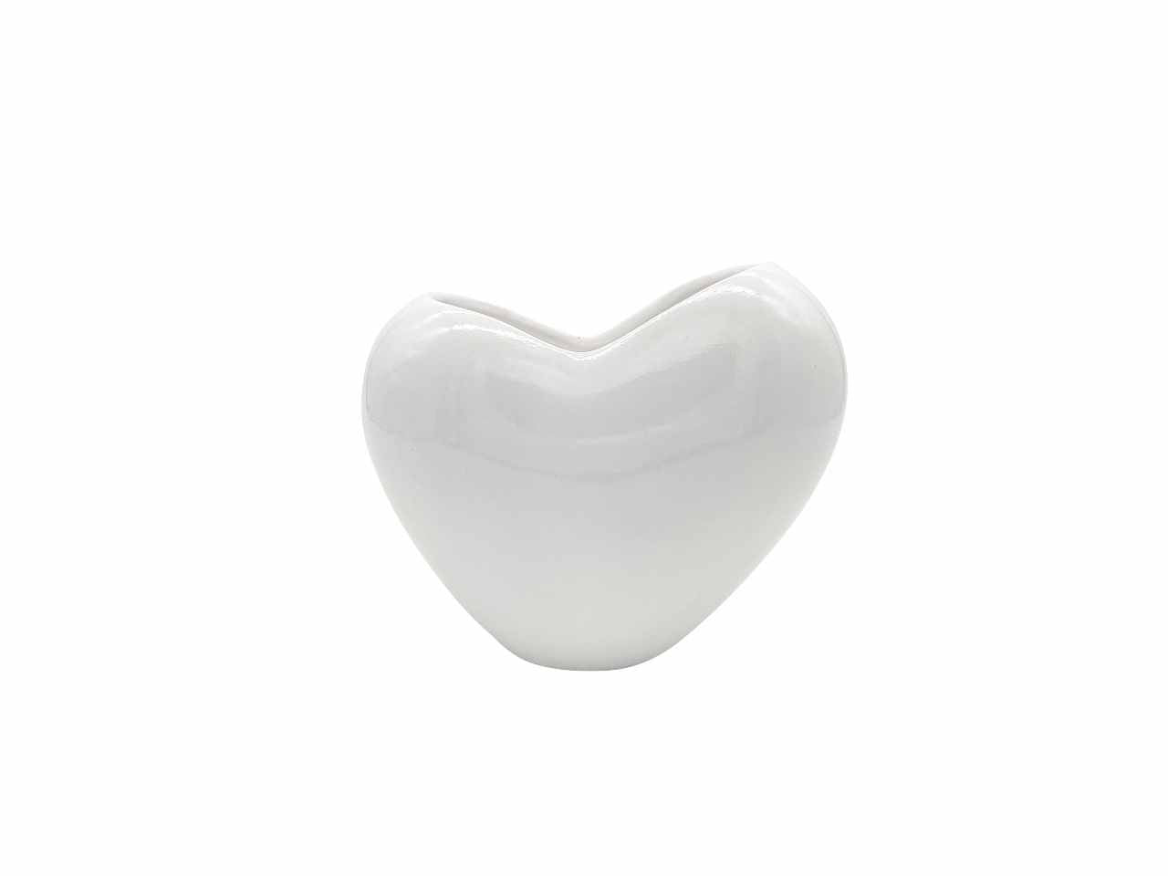 vaso a cuore in ceramica colore bianco 17,8x10xh.15.6cm