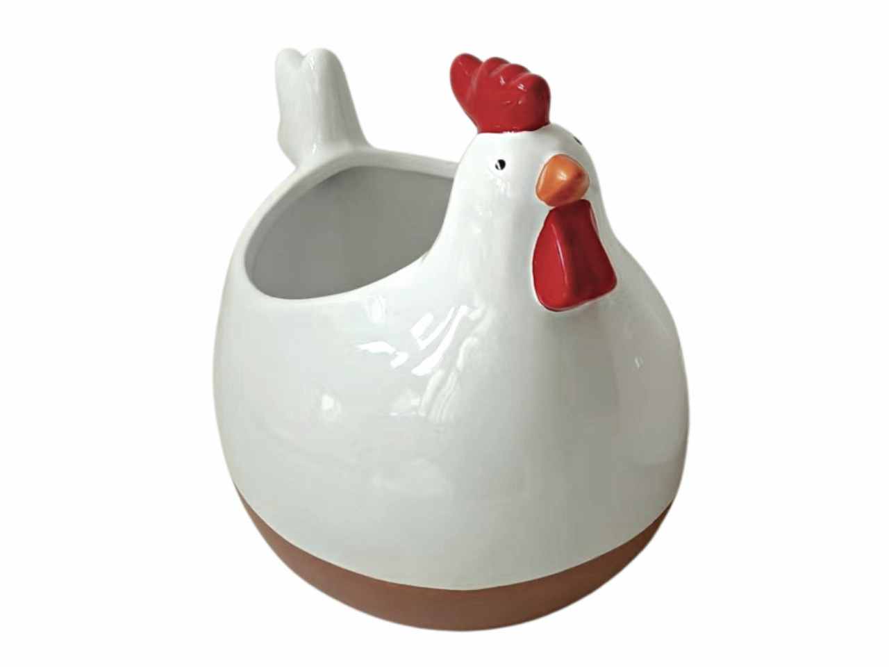 Gallina bicolore contenitore in ceramica 23x15xh.19cm