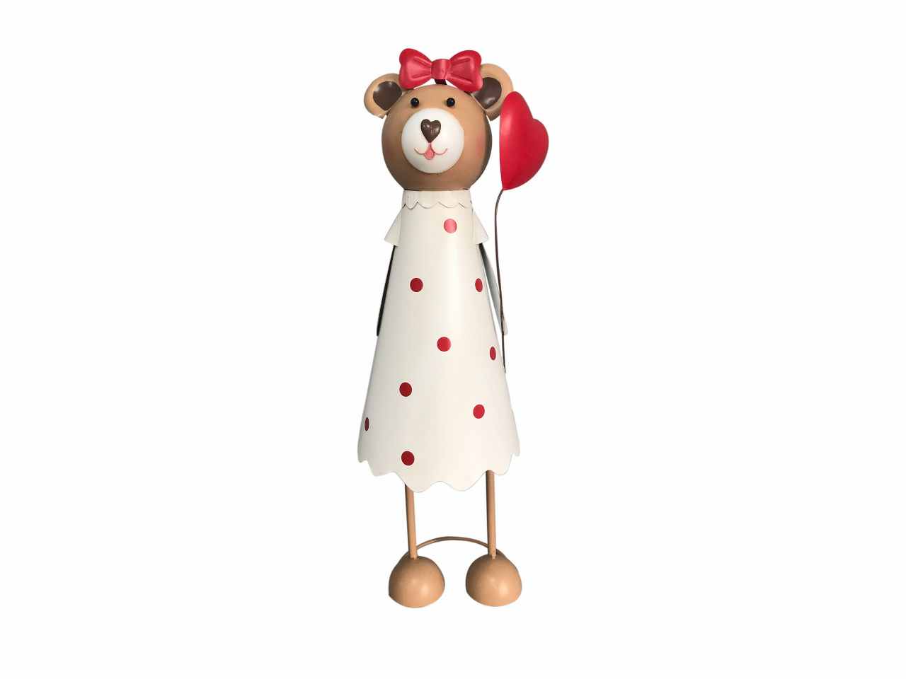 orsetta con fiocco e cuore in metallo 24x20xh.61cm