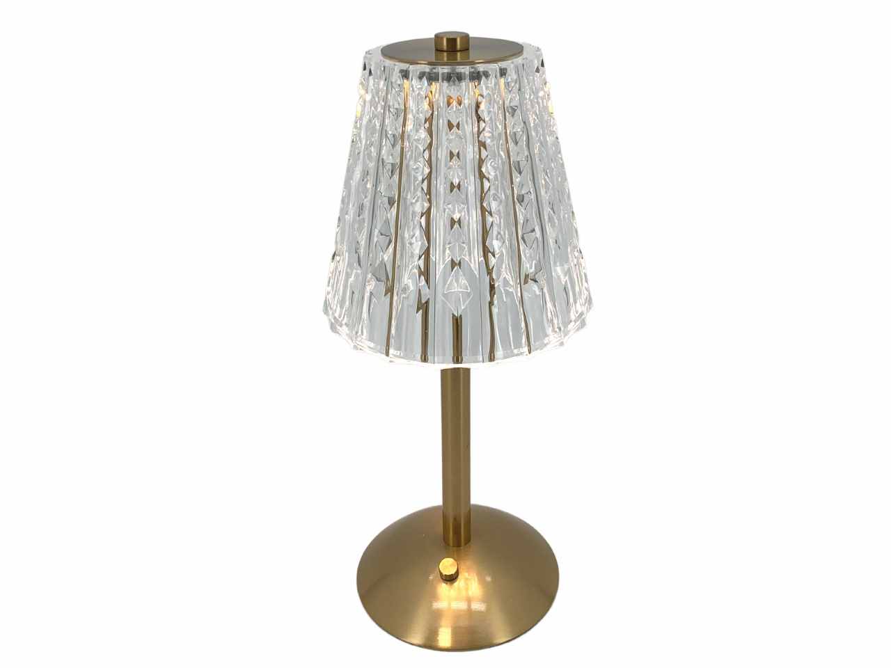 lampada da tavolo in metallo e plexiglass colore dorato h.30 con led wireless 1500mah