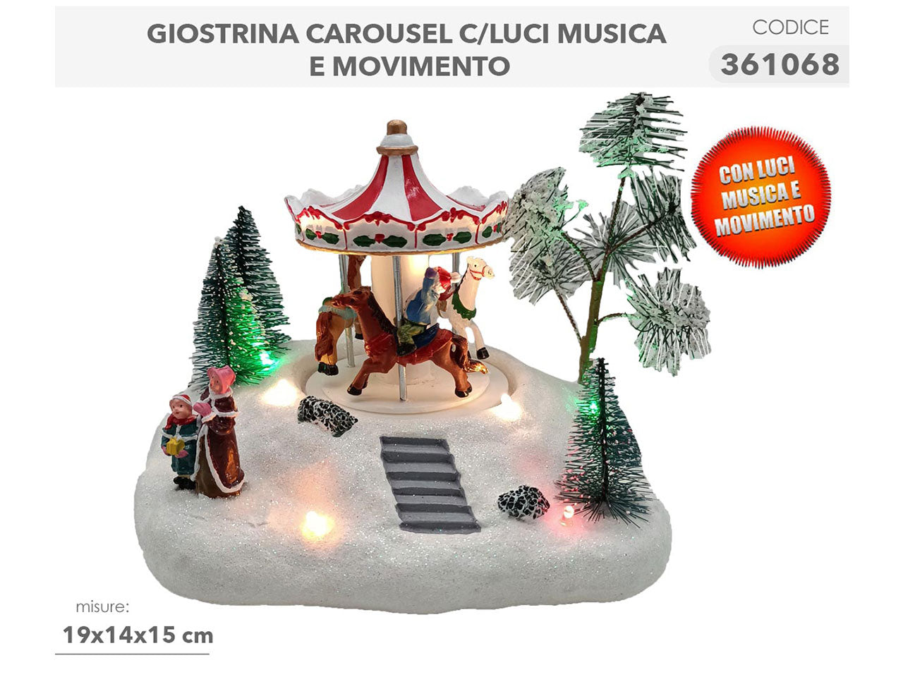 Giostrina carosello 19x14x19cm con luci, musica e movimenti