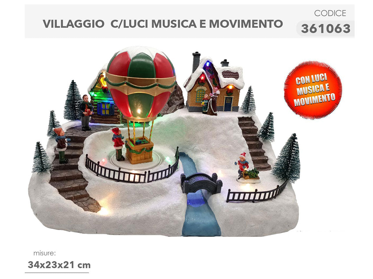 Villaggio 34x23x21cm con luci, musica e movimenti