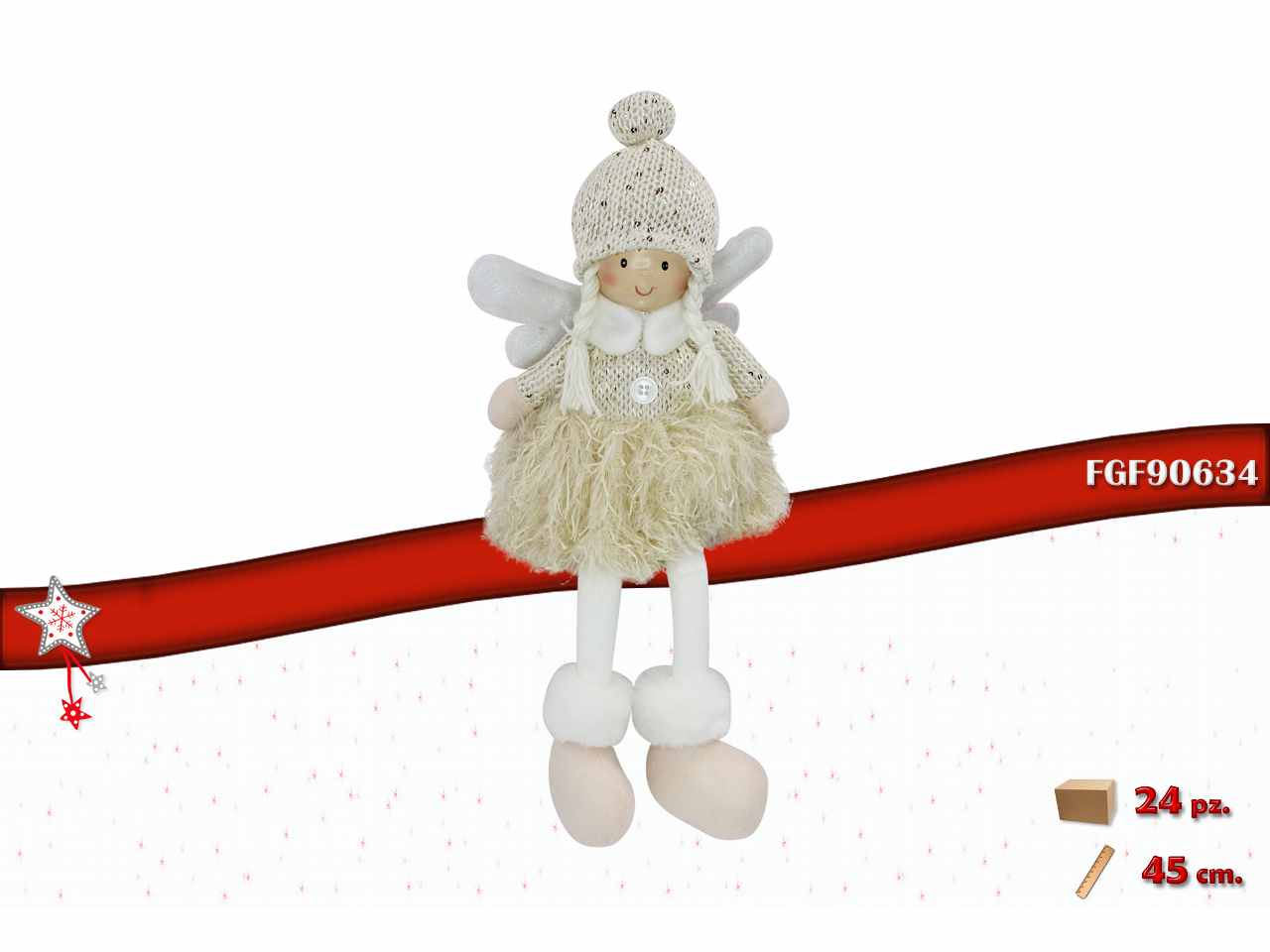Fatina in tessuto beige oro 16x13x45cm