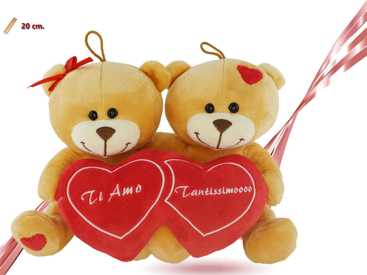 Peluche coppia orsi con cuore 20cm