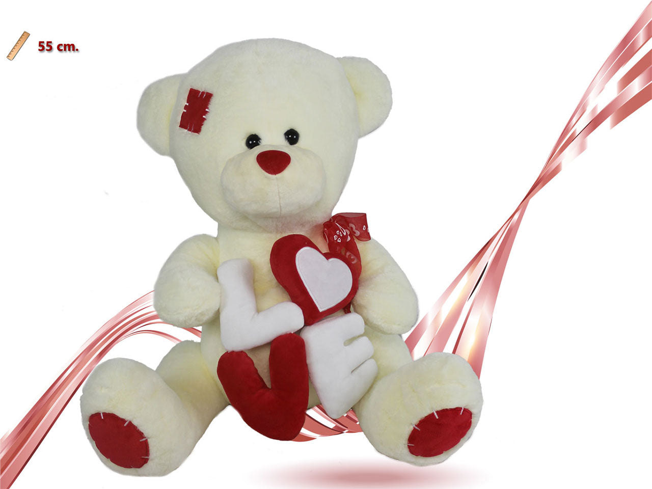 Peluche orso con scritta love e fiocco 55cm