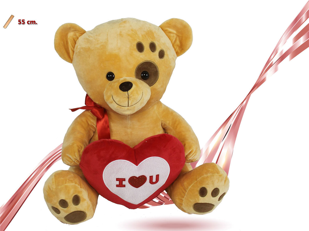 Peluche orso con cuore e fiocco 55cm