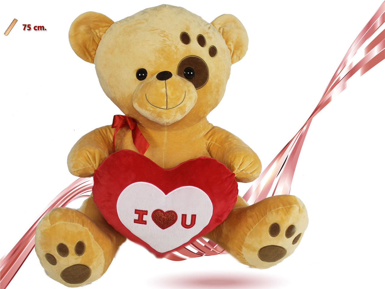 Peluche orso con cuore e fiocco 75cm