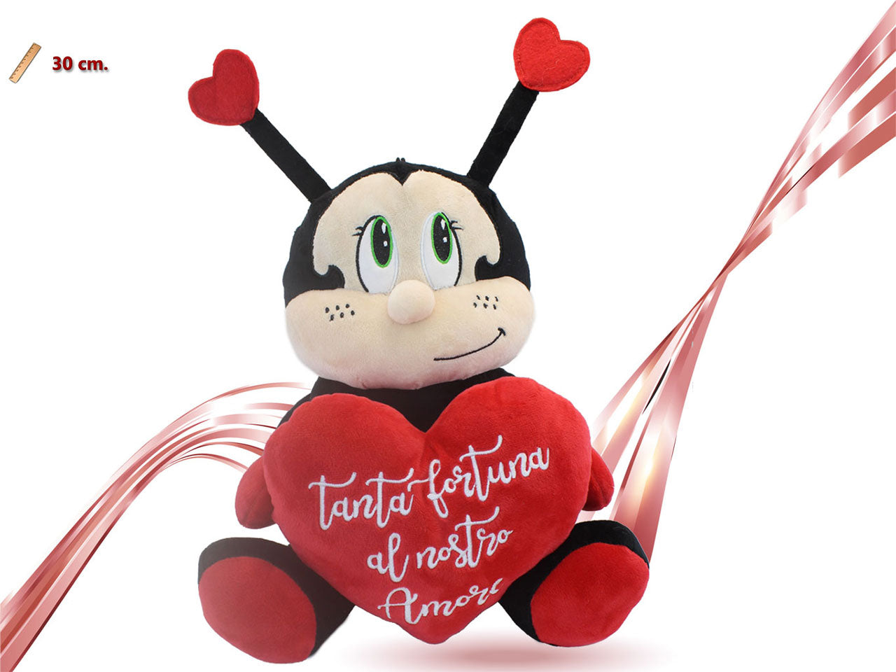 Peluche coccinella con cuore 30cm