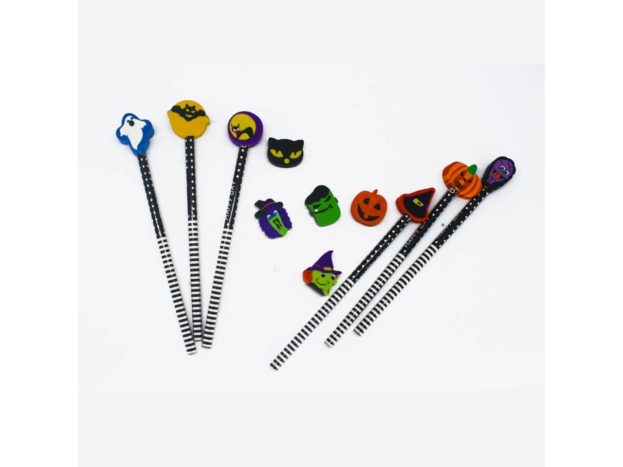 Matite con gomma halloween - la confezione contiene 6 matite