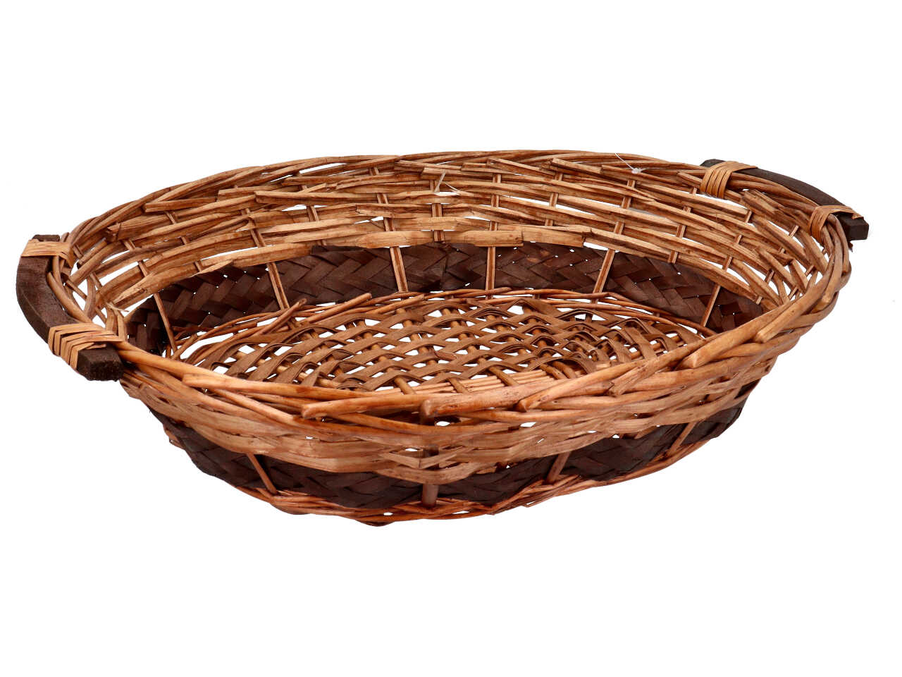 Cesta ovale in vimini colore noce scuro misura 45-50x37xh.11cm