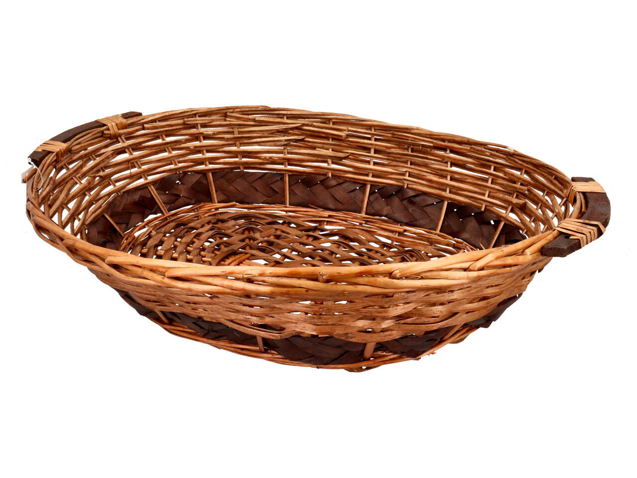 Cesta ovale in vimini colore noce scuro misura 51-55x41xh.13cm