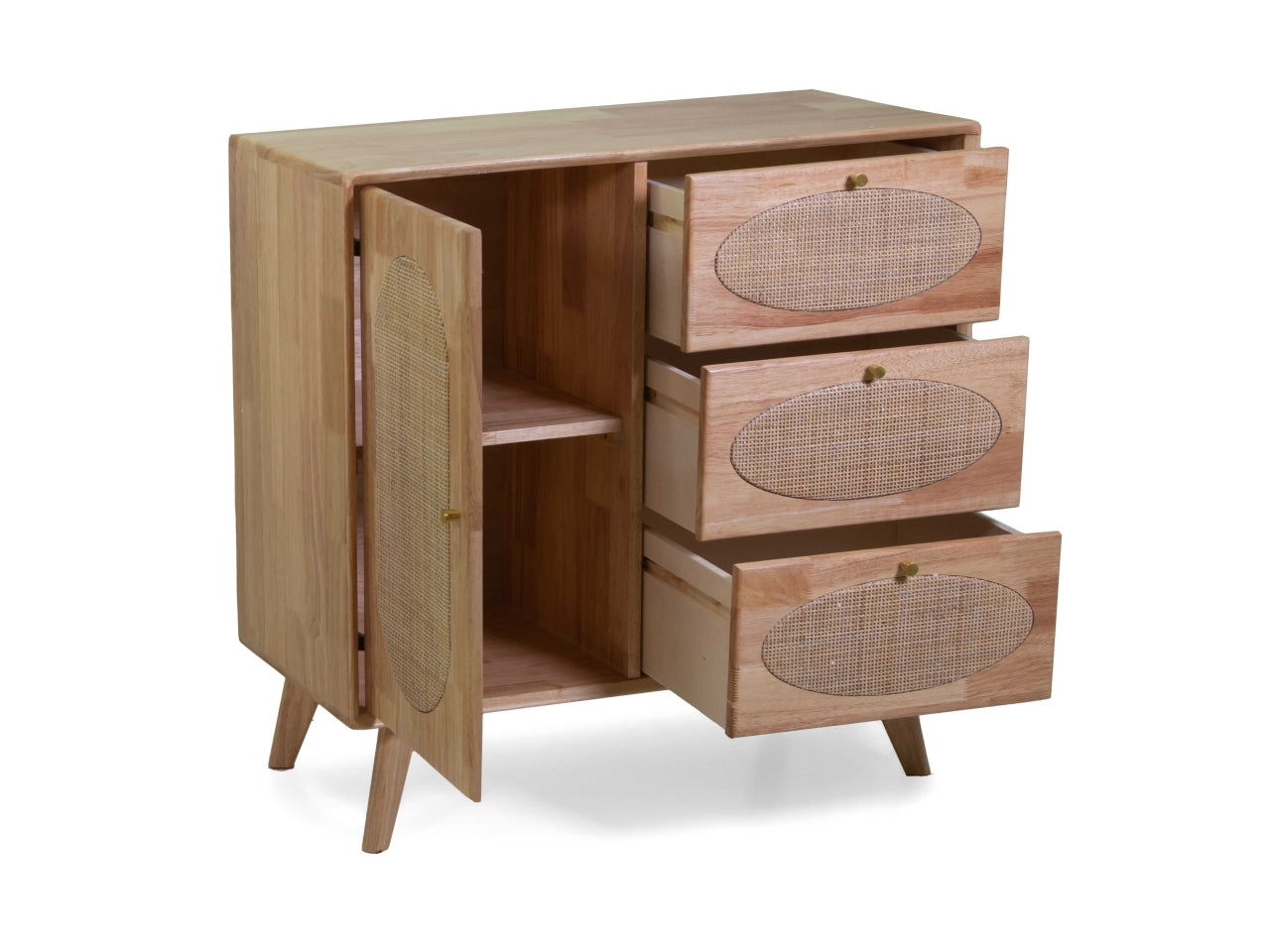 Mobiletto legno mantra 1 anta + 3 casset ti naturale 74,5x35h75cm