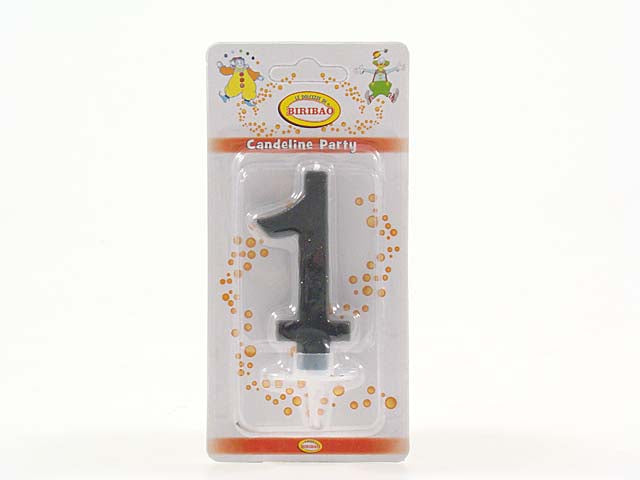 Candelina numerale nera "1" 7cm c638