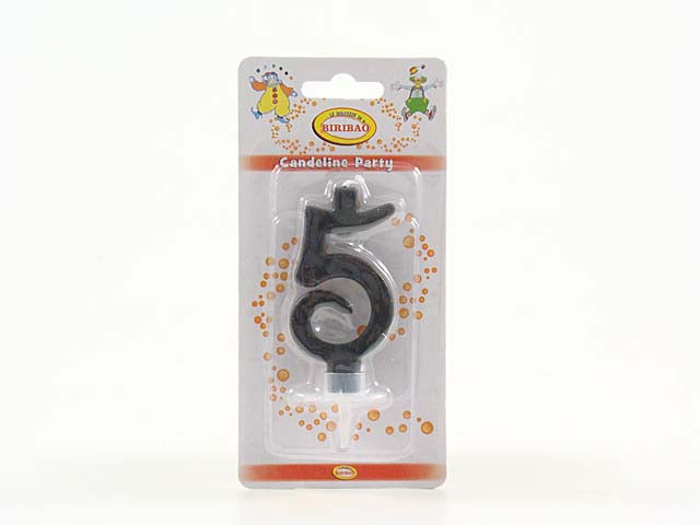 candelina numerale nera "5" 7cm c642