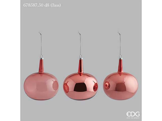 palline natalizie neck rosa in vetro diametro 8cm