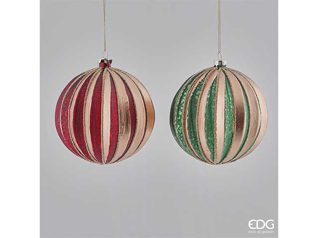 palline natalizie verde rosso in vetro diametro 12cm