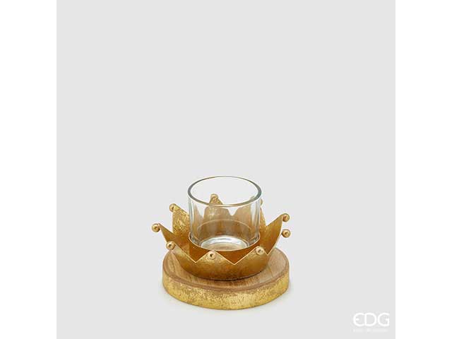 Portacandela corona con base 8x10cm oro 681766,01