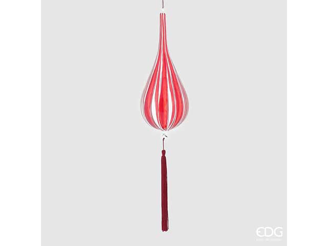 palline natalizie con nappa rosso in vetro h30cm