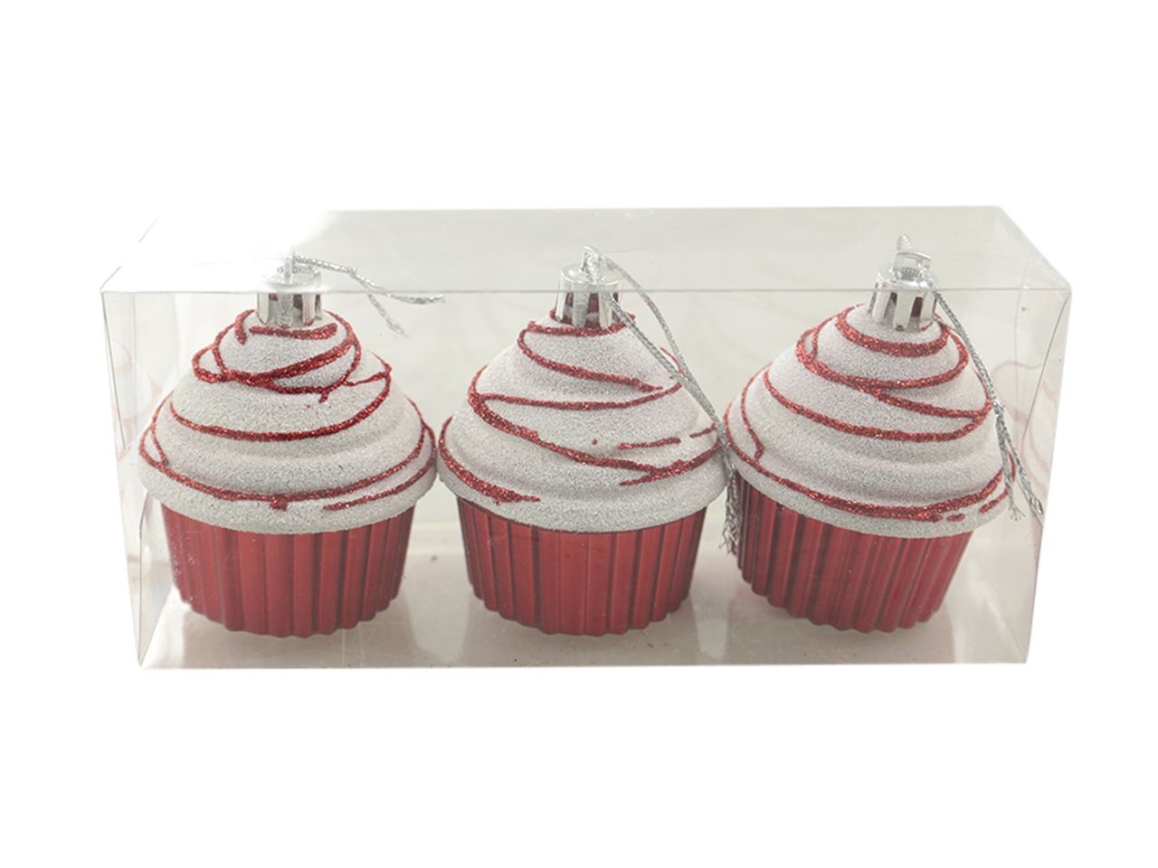Cupcake - la confezione comprende 3 cupcake misura 16,5x7x5,5cm colore rosso