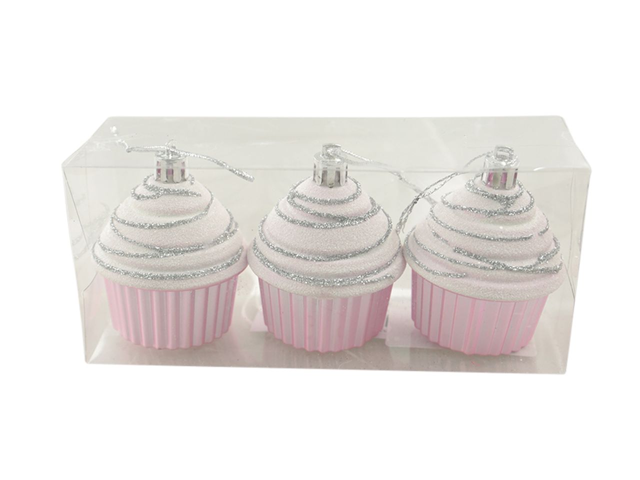 Cupcake - la confezione comprende 3 cupcake misura 16,5x7x5,5cm colore rosa