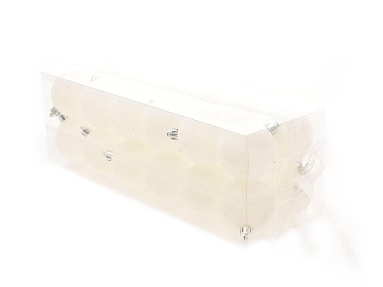 Palle di natale misura 6cm con glitter bianco - la confezione comprende 24 palle di natale