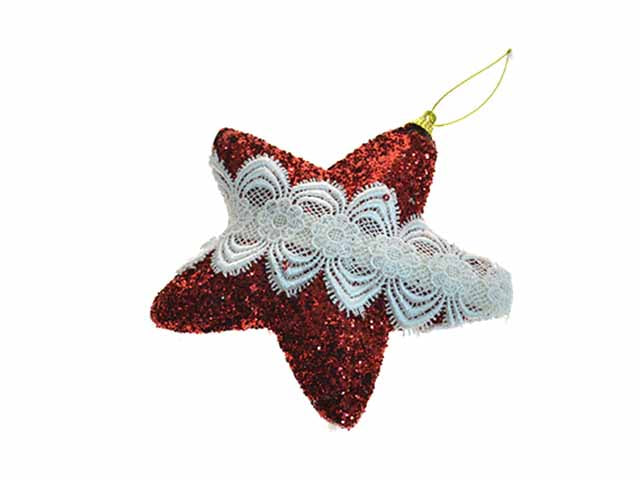 pendente natalizio stella rosso 15cm