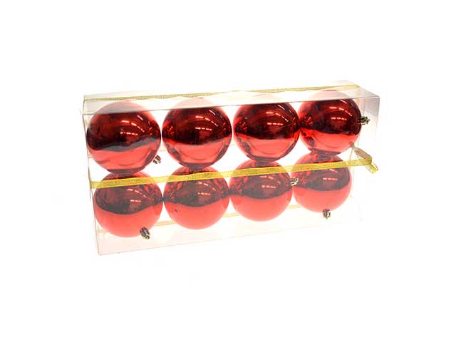 palline natalizie rosso diametro 10cm - 8 pezzi