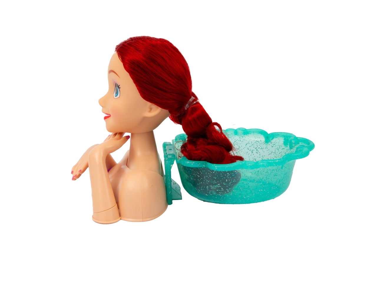 Grandi giochi testa di ariel da 20cm con collo articolato e 20 accessori per creare acconciature
