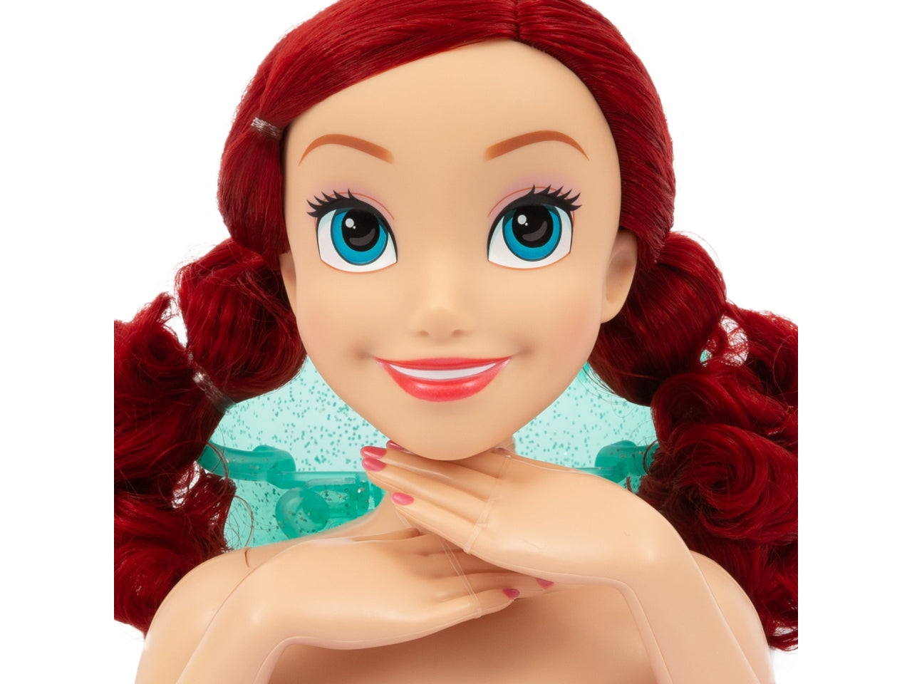 Grandi giochi testa di ariel da 20cm con collo articolato e 20 accessori per creare acconciature