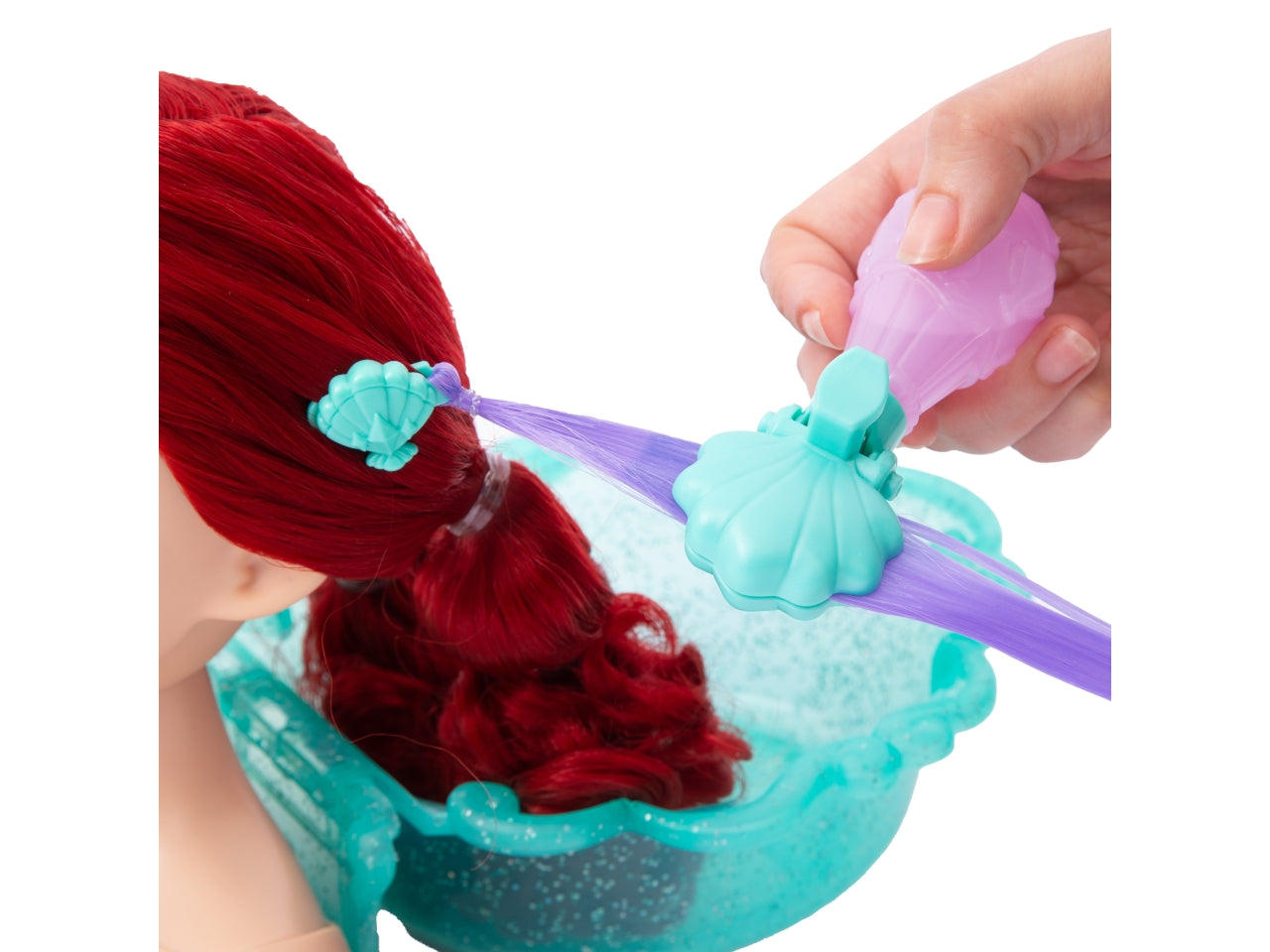 Grandi giochi testa di ariel da 20cm con collo articolato e 20 accessori per creare acconciature