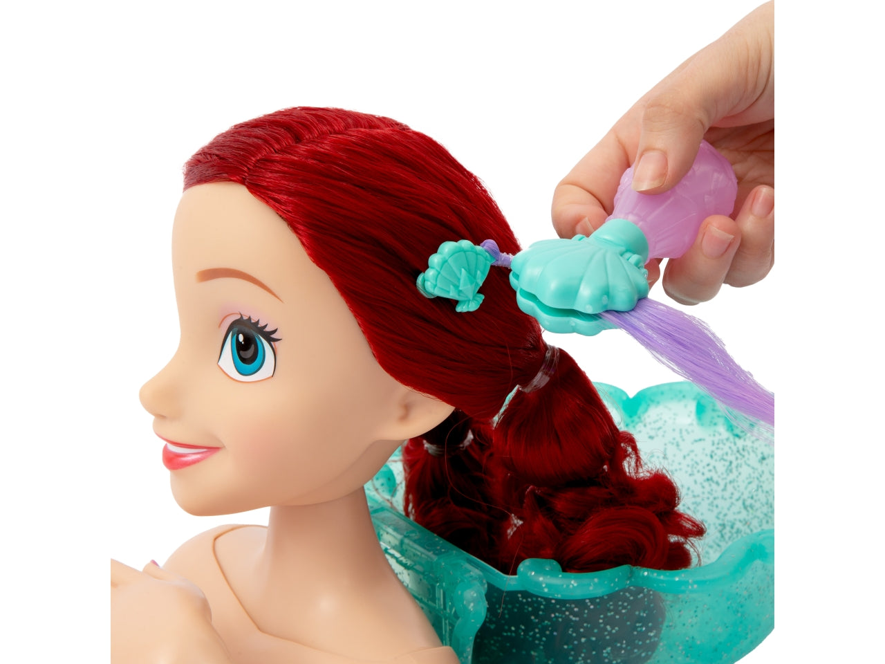 Grandi giochi testa di ariel da 20cm con collo articolato e 20 accessori per creare acconciature