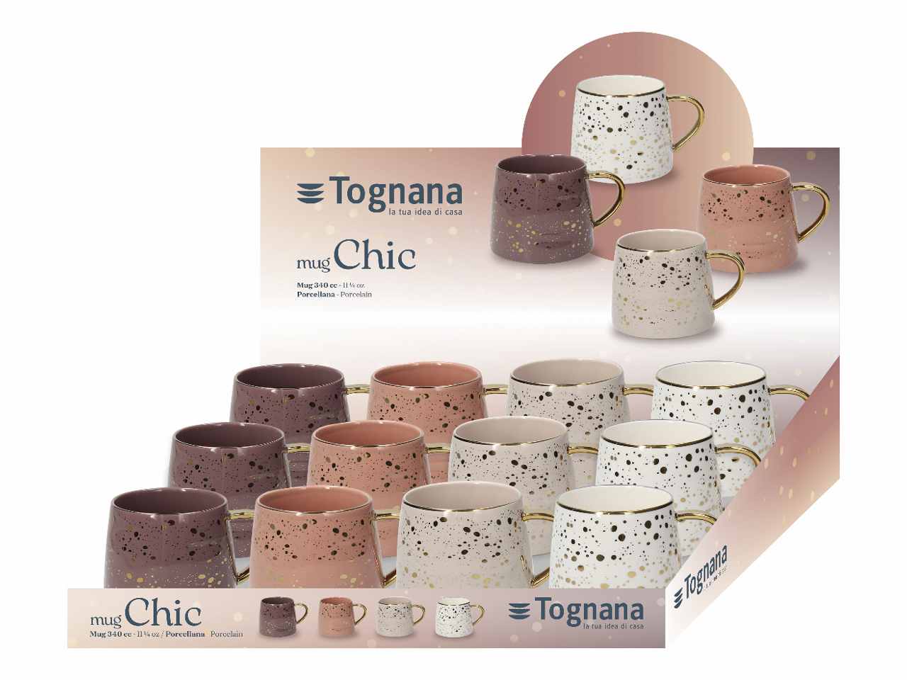 Mug chic 340cc in 4 colori assortiti