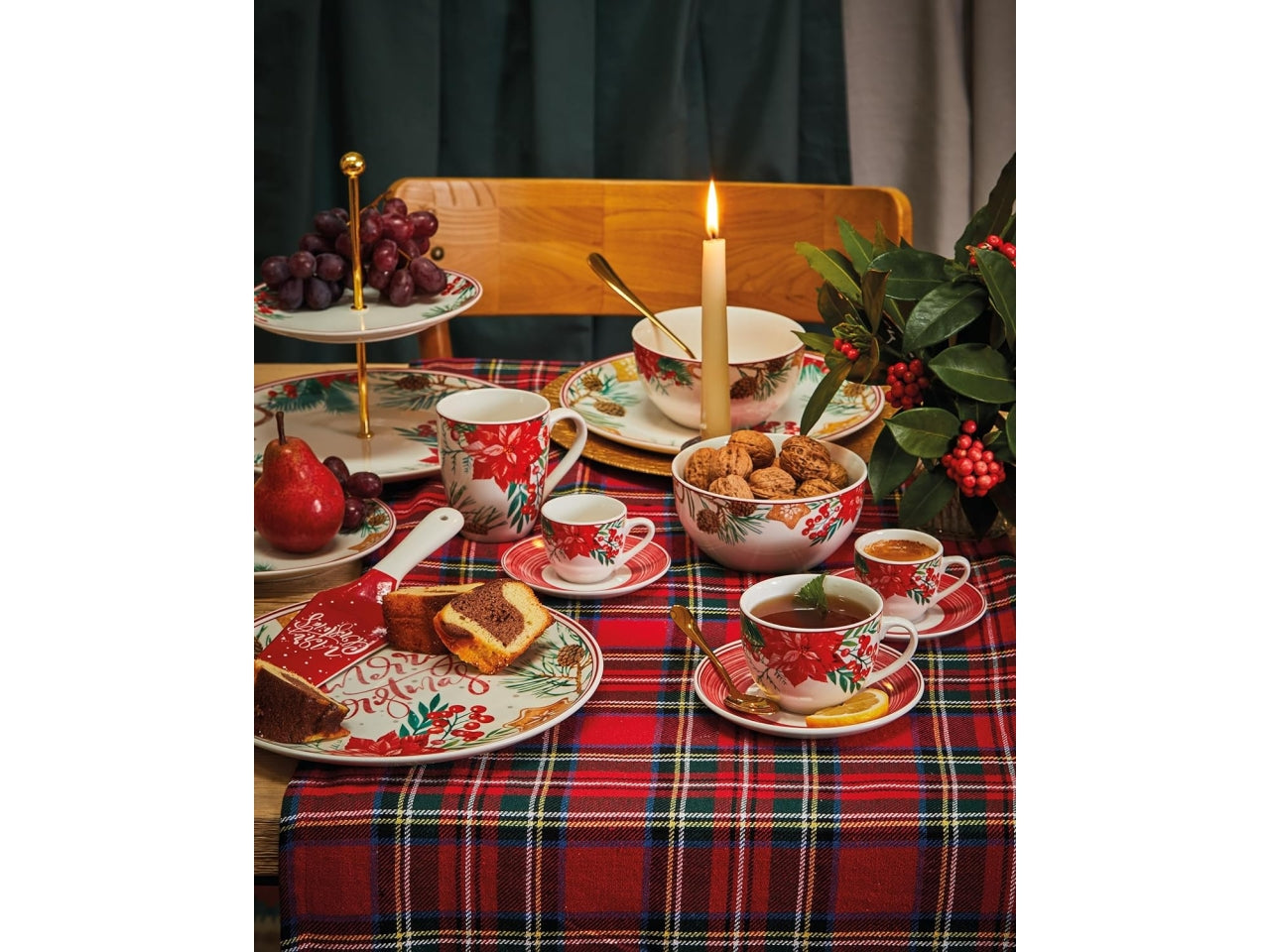 Tognana alzata torta a 2 ripiani linea dolce natale d.27xh.25cm