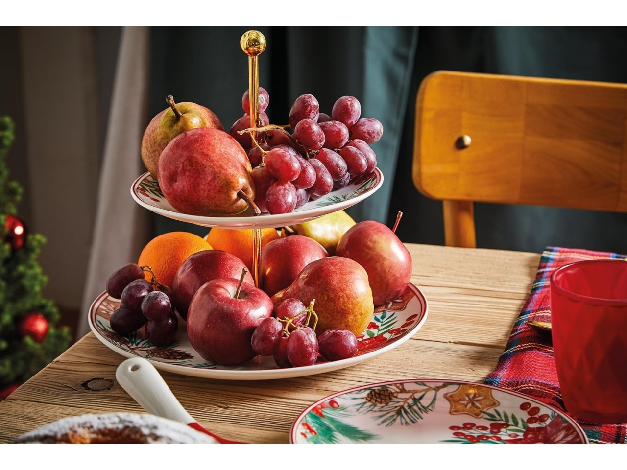 Tognana alzata torta a 2 ripiani linea dolce natale d.27xh.25cm