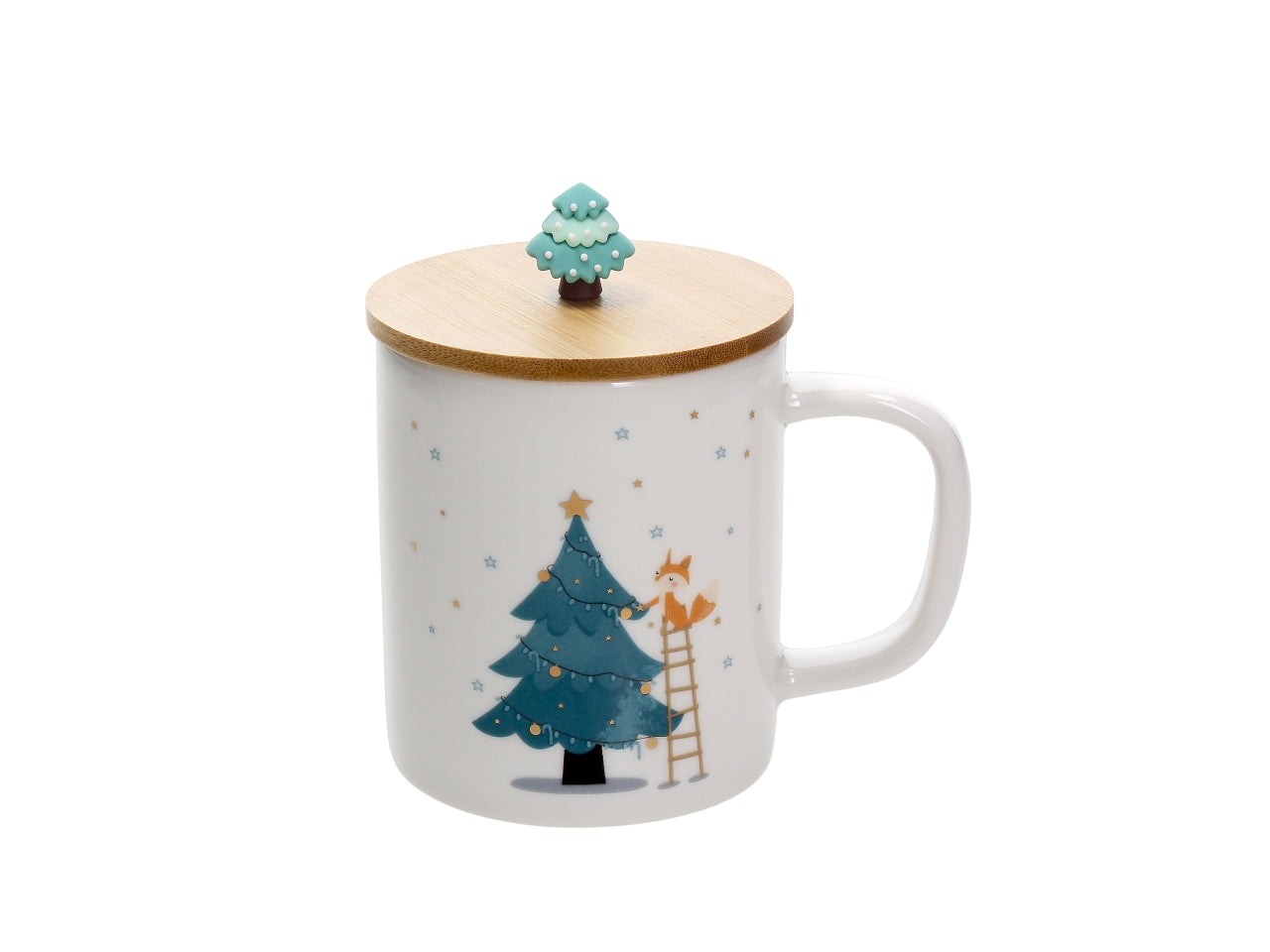 Tognana mug natalizia da 400cc con coperchio in bamboo e silicone
