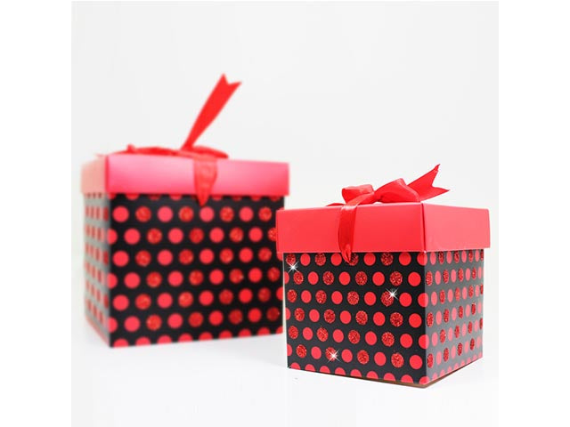 Scatola regalo pois rosso 25x25cm10150048