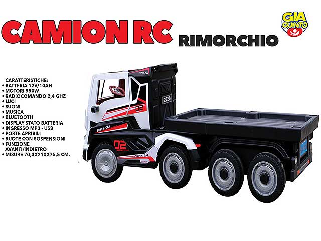 Camion c/rimorchio bianco 12v gvc-5595
