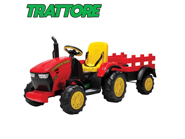 Trattore 12v c/rimorchio rosso gvc-5628