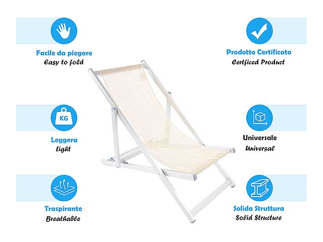 Sedia da mare relax 98x68x106cm