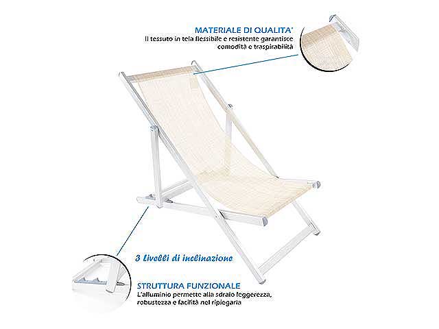 Sedia da mare relax 98x68x106cm