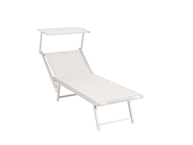 Lettino prendi sole con tettuccio in alluminio 189x61x40cm