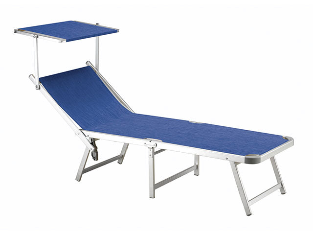 lettino prendi sole con tettuccio in alluminio 190x62x45cm