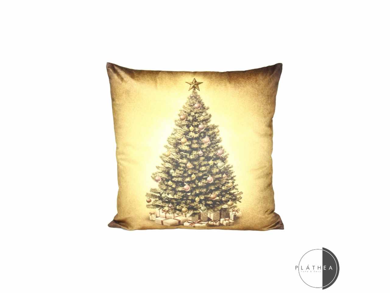 Cuscino 45x45cm con decorazione albero velluto/poliestere