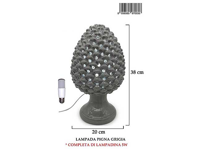 Lampada pigna forata 38cm grigia 21020pk
